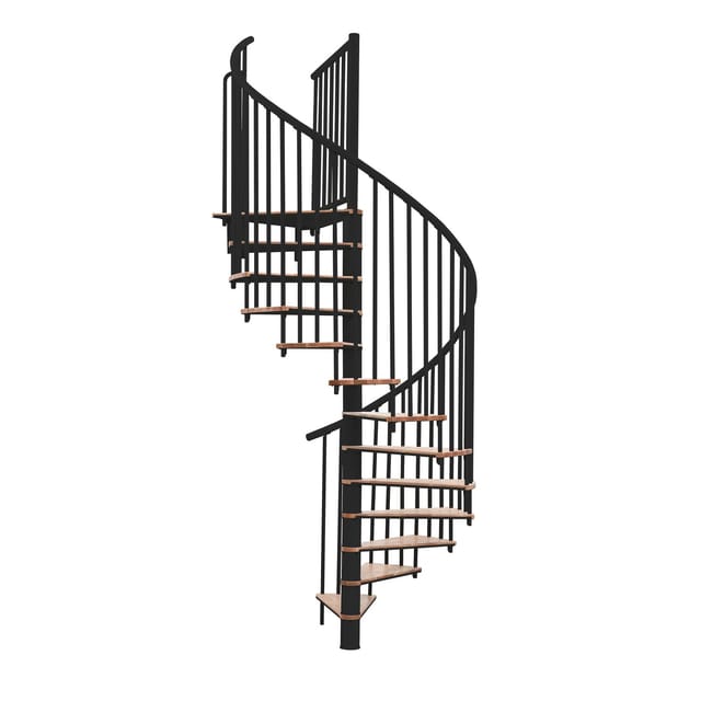 Minka Spindeltreppe Switch Ø 140 cm Buche-Schwarz Raumhöhe bis 295 cm