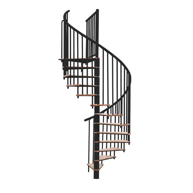 Minka Spindeltreppe Switch Ø 160 cm Buche-Schwarz Raumhöhe bis 295 cm