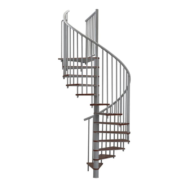 Minka Spindeltreppe Switch Ø 140 cm Walnuss-Grau Raumhöhe bis 295 cm