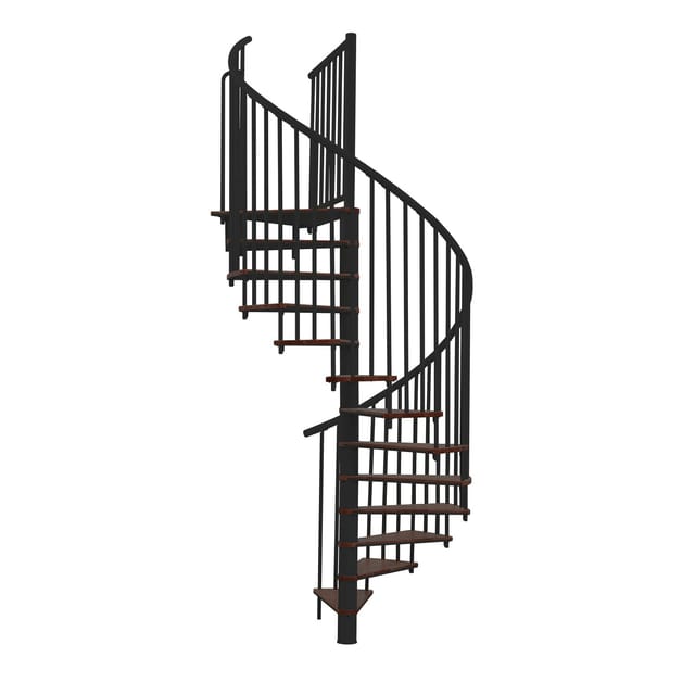 Minka Spindeltreppe Switch Ø 140 cm Walnuss Schwarz Raumhöhe bis 295 cm