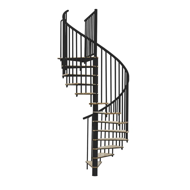 Minka Spindeltreppe Switch Ø 120 cm Eiche Schwarz Raumhöhe bis 295 cm