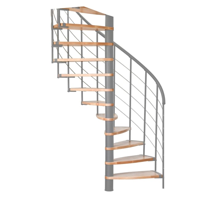 Minka Spindeltreppe Helios Grau-Buche Hell Raumhöhe bis 305 cm
