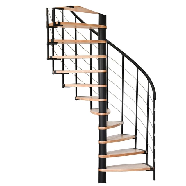 Minka Spindeltreppe Helios Buche-Schwarz Raumhöhe bis 305 cm