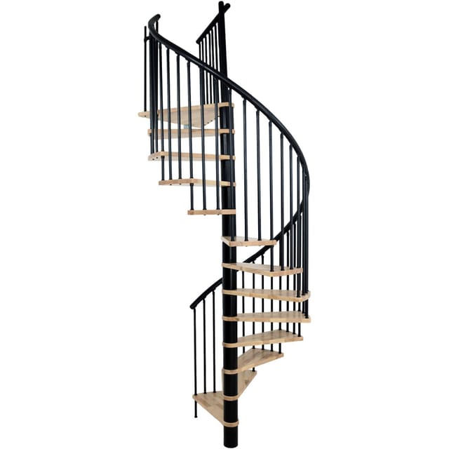 Minka Spindeltreppe Spiral Effect Ø 120 cm Eiche Schwarz Raumhöhe bis 305 cm