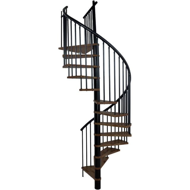 Minka Spindeltreppe Spiral Effect Ø 140 cm Walnuss Schwarz Raumhöhe bis 305 cm