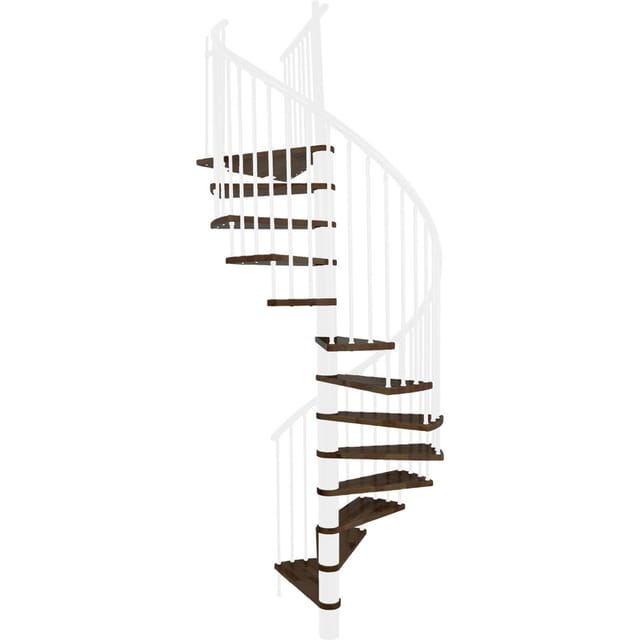 Minka Spindeltreppe Spiral Effect Ø 140 cm Walnuss Weiß Raumhöhe bis 305 cm