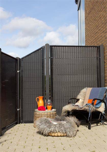 Sichtschutzzaun Trend Polyrattan Schwarz 115 cm x 140 cm