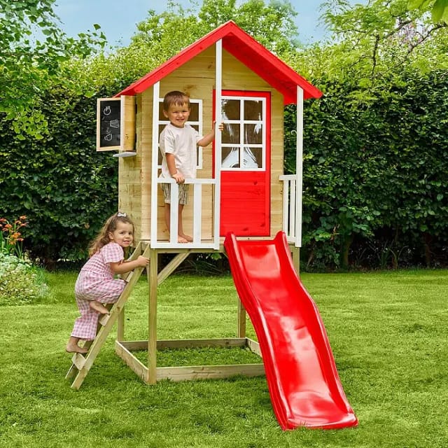 Zwerkules Spielhaus Lolla 1 m. Rutsche 270 cm x 148 cm x 224 cm Rot FSC®
