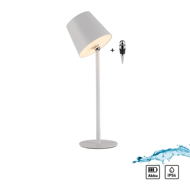 Just Light Akku-LED-Tischleuchte Boteria Weiß Ø 11 cm x 37 cm