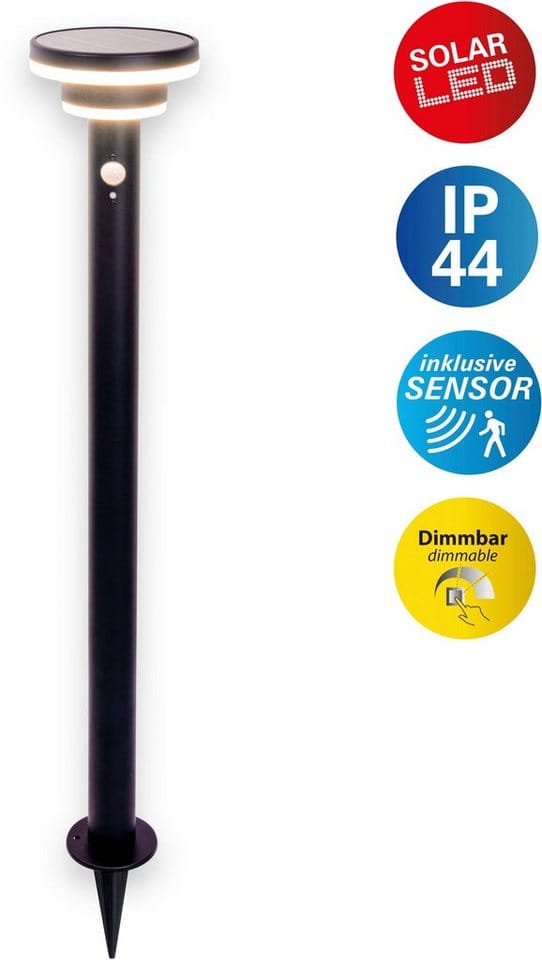 Näve LED-Solar-Stehleuchte Nora mit Erdspieß Schwarz Ø 16 cm x 86 cm