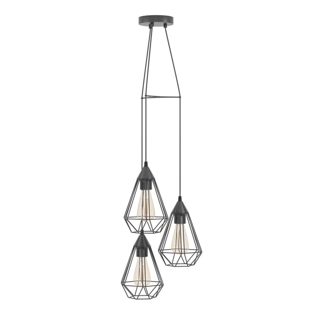 Eglo Pendelleuchte Tarbes Schwarz 3-flammig Ø 31 cm