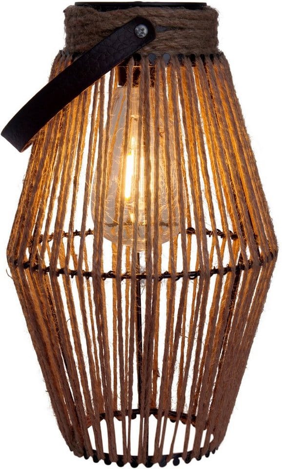 Näve LED-Solarleuchte Korbinian Natur Dunkel Ø 18 cm x 30 cm
