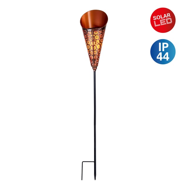 Näve LED-Solarleuchte Torch mit Erdspieß Kupfer 96 cm x 15 cm x 12,5 cm