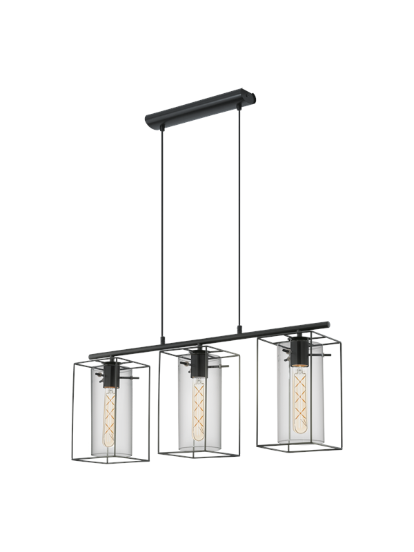 Eglo Pendelleuchte Loncino Schwarz-Transparent 3-flammig