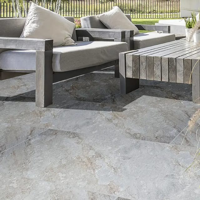 Terrassenplatte Feinsteinzeug Arizona Grau 40 x 80 x 2 cm