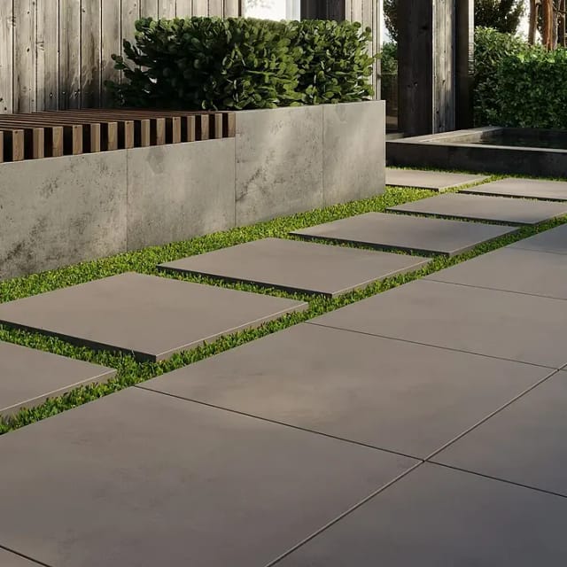 Terrassenplatte Feinsteinzeug Moon Ash 80 x 80 x 2 cm