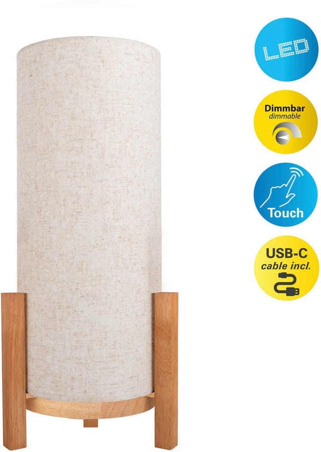 Näve LED-Leinen-Akkutischleuchte Madita Ø 48 cm x 22 cm