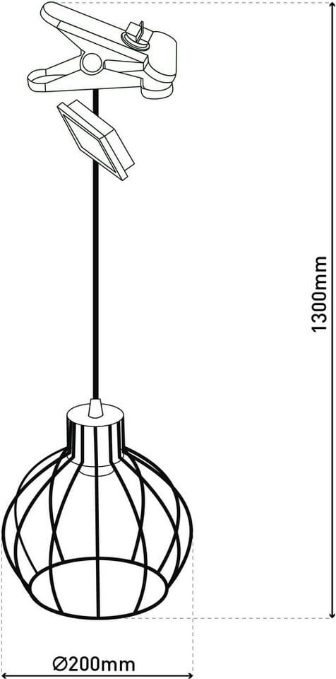 Näve LED-Solar-Pendelleuchte Grid Schwarz Ø 20 cm x 130 cm