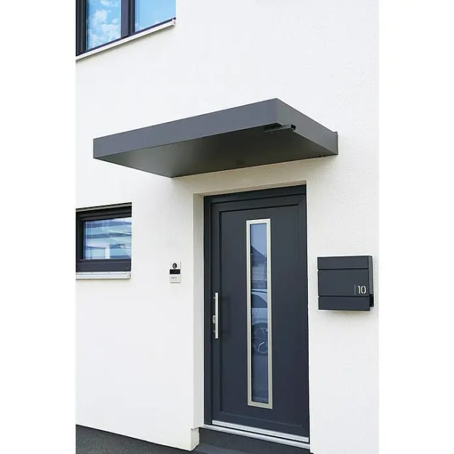 Gutta Rechteckvordach BS PLUS Anthrazit 160 x 90 cm Wasserspeier Rechts
