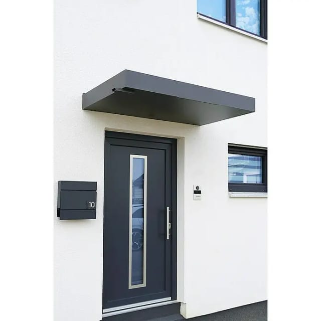 Gutta Rechteckvordach BS PLUS Anthrazit 160 x 90 cm Wasserspeier Links