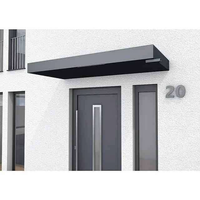 Gutta Rechteckvordach BS PLUS Anthrazit 200 x 90 cm Wasserspeier Rechts