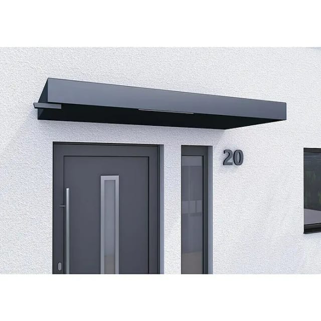 Gutta Rechteckvordach BS PLUS Anthrazit 200 x 90 cm Wasserspeier Links