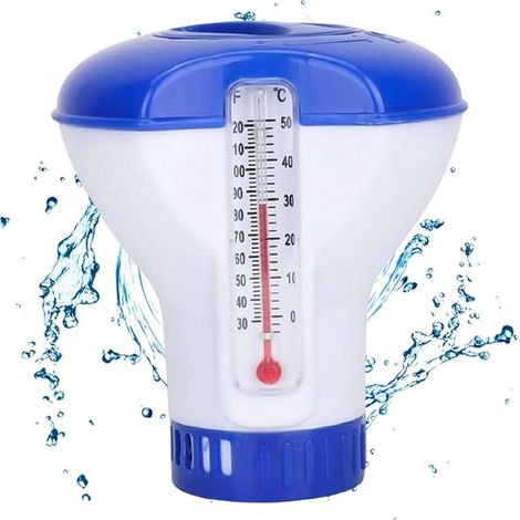 Distributeur De Chlore Flottant Avec Thermomètre, Bleu, Pour Un Dosage Uniforme Dans Les Piscines, Spas, Jacuzzis Et Pour L'Entretien De L'Eau-aquaforge