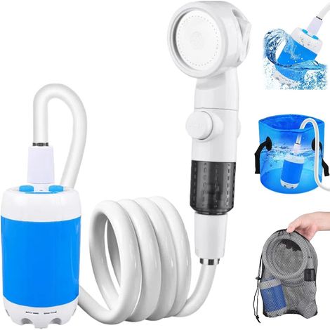 Douche Portable À Pompe À Eau, Douche Mobile Sans Fil Rechargeable Avec Usb-c Et 3 Modes De Jet, Idéale Pour Le Camping, Le Camping-car, Le Bain Des Animaux Et L'Arrosage Des Plantes.-aquaforge