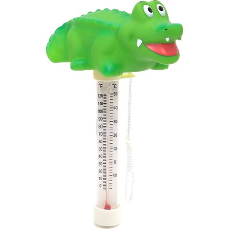 Thermomètre Flottant Pour Piscine Avec Cordon, En Forme De Crocodile, Pour Mesurer La Température De L'Eau Des Piscines, Spas, Jacuzzis Et Aquariums.-aquaforge