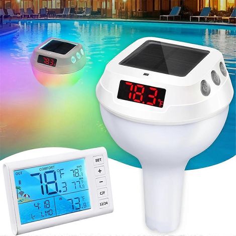 Thermomètre Numérique Flottant Sans Fil Pour Piscines, Avec Led, Portée De 100 Mètres, Pour Mesurer La Température De L'Eau Dans Les Piscines, Spas, Jacuzzis Et Aquariums.-aquaforge