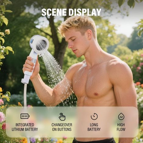 1 Système D'Arrosage Portable, Douche De Camping, Douche Extérieure, Pompe De Douche Électrique Rechargeable Améliorée, Adaptée À La Randonnée - Xf21-aquaforge