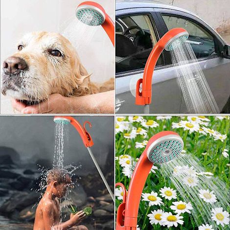 Douche De Camping Portable Avec Pompe À Eau, Câble Usb 2200 Mah, Orange-aquaforge