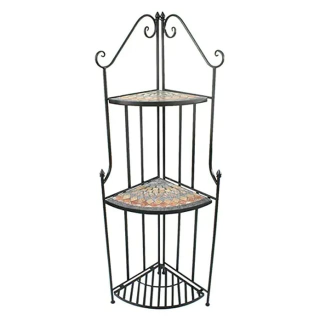 Siena Garden Eckregal Prato Eisen 63 cm x 29 cm x 142 cm Schwarz Mosaik