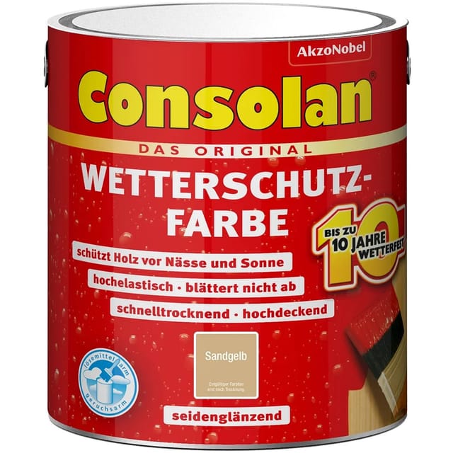Consolan Wetterschutzfarbe Sandgelb Seidenglänzend 2,5,