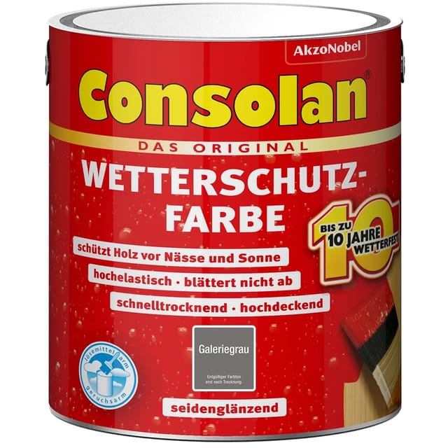 Consolan Wetterschutzfarbe Galeriegrau Seidenglänzend 2,5,