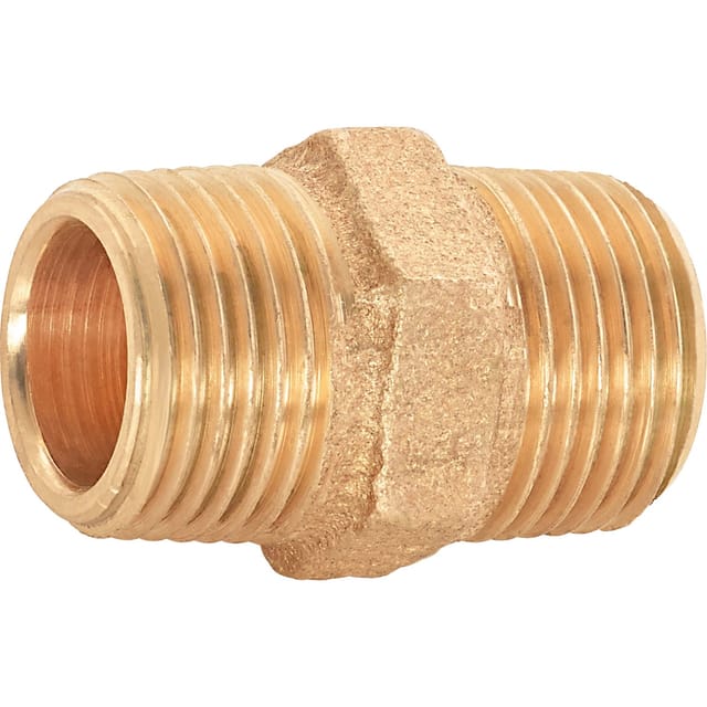 Gewinde-Doppelnippel 16,7 mm (R 3/8) Rotguss