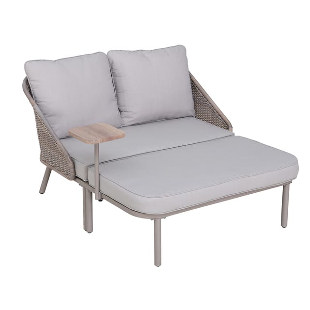 Sunjoy Garten-Tagesbett Porto Stahl/Rattan 142 cm x 128 cm Grau