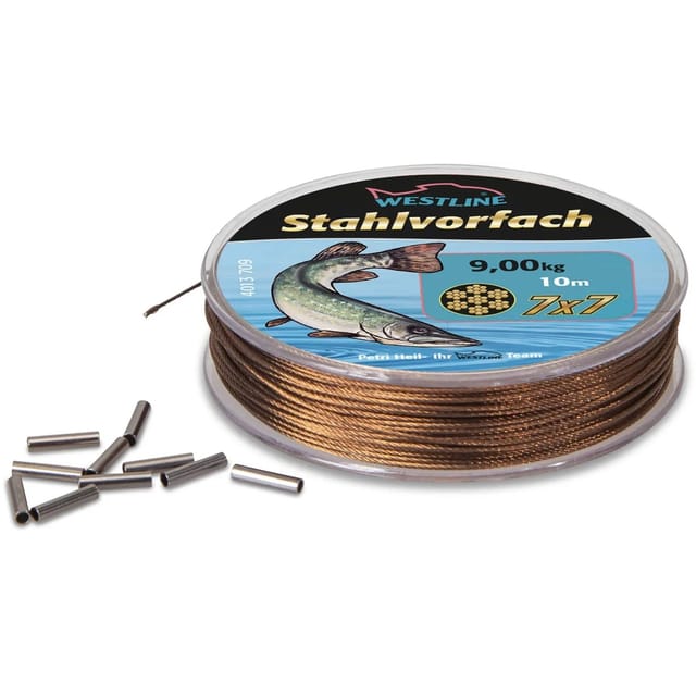 Westline Stahlvorfach-Set 7x7 mit Klemmhülsen 10 m 9 kg
