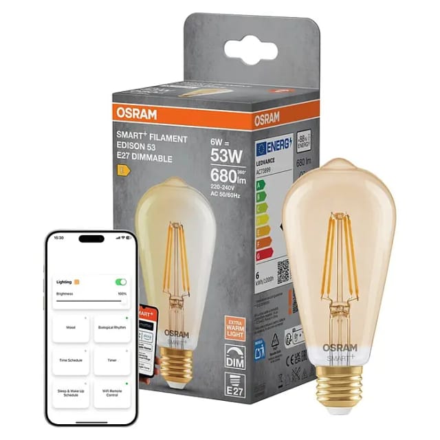 Osram Matter Leuchtmittel E27 Edison E53 Dimmbar 6 W 680,m 14,3 x 6,4 cm