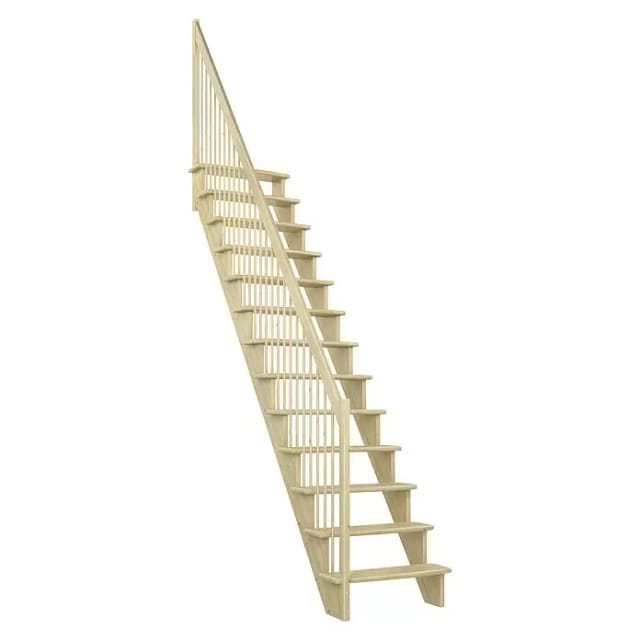 Dolle Raumspartreppe Lyon Kiefer Holzgeländer 65 cm gerade FSC®