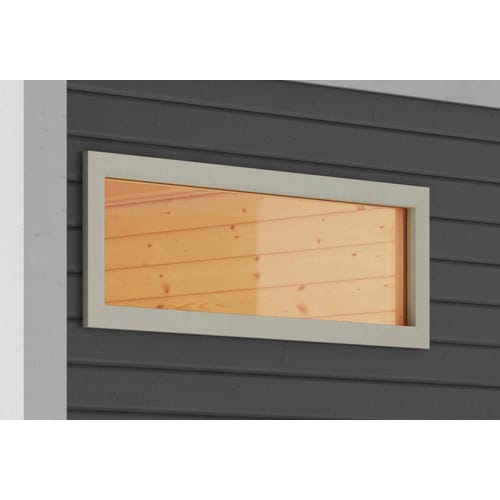 Karibu Saunafenster Klarglas Verpackt Weiß 4 x 122 x 42 cm