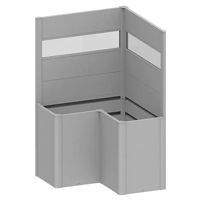 Biohort Sichtschutz Belvedere L-Form 2 Stk. m. Acrylglas Gr. L100 Silber-Met.