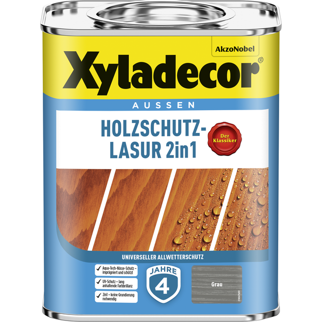 Xyladecor Holzschutz-Lasur 2in1 Grau 750 ml