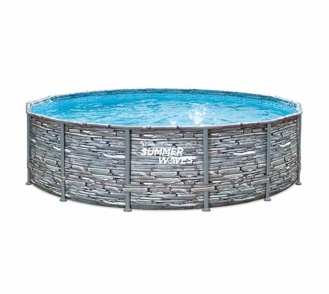 Summer Waves Aufstellpool Elite Frame Steinoptik Grau Ø 427 cm x 107 cm