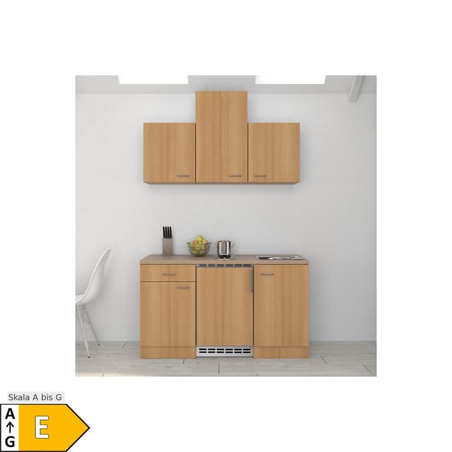 Flex-Well Classic Küchenzeile Nano 150 cm Buche Nachbildung