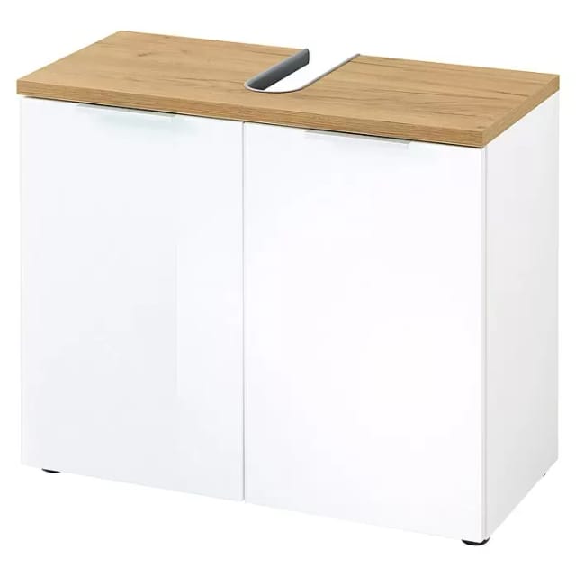 Germania Waschbeckenunterschrank GW-Pescara Weiß-Eiche 70 cm x 58 cm x 34 cm