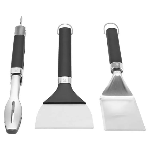 Weber Plancha Zubehör-Set beeinhaltet 1x Spatel , 1x Grillzange und 1x Schaber