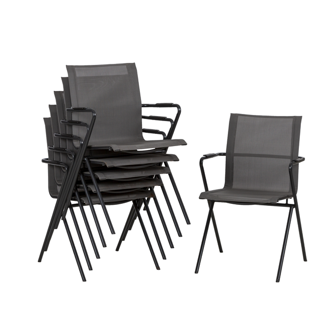 Acamp Set 6x Stapelsessel Alpha Tex 55 cm x 57 cm x 83 cm Anthrazit-Nero