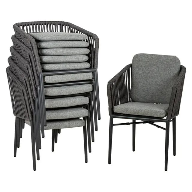 Acamp Set 6x Armsessel Manhattan Anthrazit