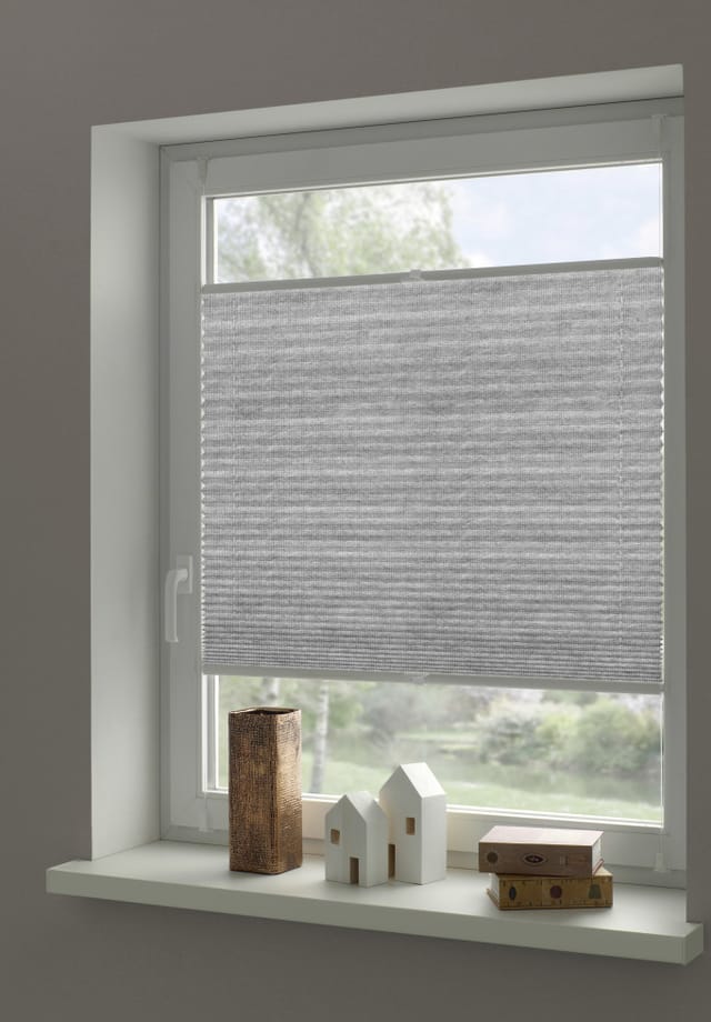 Gardinia Plissee Concept zum Klemmen 100 % Recycling Stoff 60 cm x 130 cm Grau